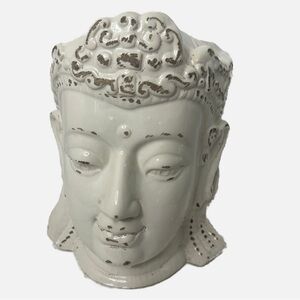 Ceramic Planter Buddha Head Cream Heavy Zen Garden Decor